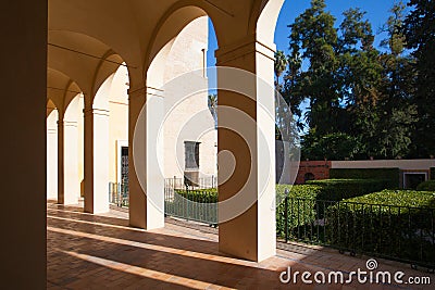 Alcazar of Seville,The Courtyard of the Maidens. Editorial Stock Photo