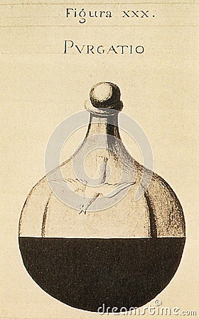 alchemical hermetic illustration of purification Cartoon Illustration