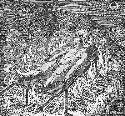 Hermetic alchemical image of micheal maier entitled atalanta fugiens Cartoon Illustration