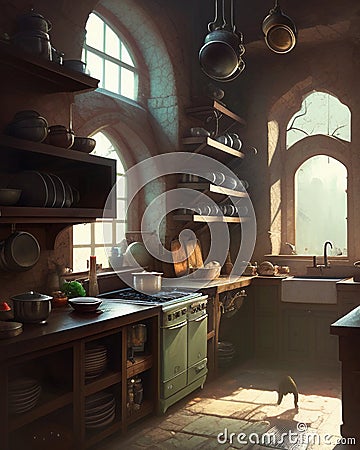 Alchemist kitchen, magic and poisons Stock Photo