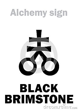 Alchemy: BLACK BRIMSTONE (Sulphur nigrum) Vector Illustration