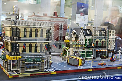 Alcobendas, SPAIN, October 19, 2018. Buildings in a exibition of Lego City Editorial Stock Photo