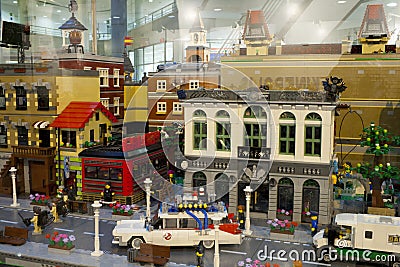 Alcobendas, SPAIN, October 19, 2018. Buildings in a exibition of Lego City Editorial Stock Photo