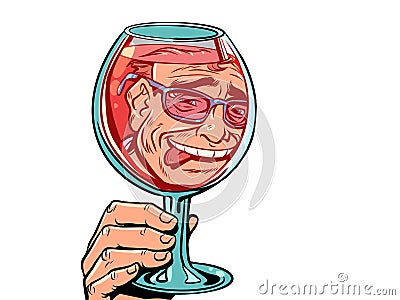 Alcohol addiction is a bad habit. Loss of reason due to foreign substances. The man sees himself in the reflection of Vector Illustration