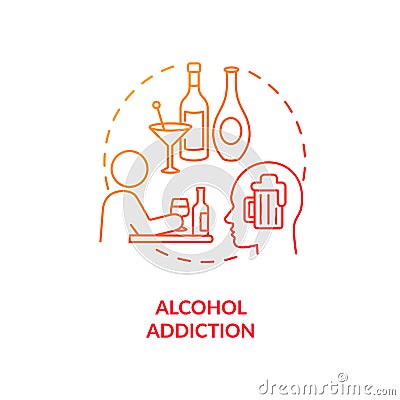 Alcohol addiction concept icon Vector Illustration