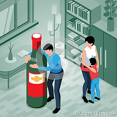 Alcohol Addiction Concept Vector Illustration
