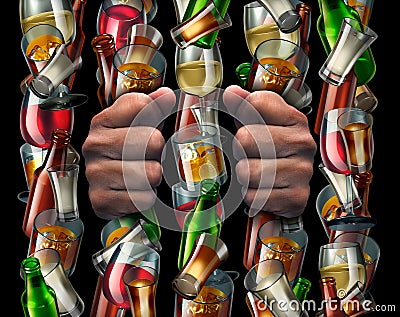 Alcohol Addiction Cartoon Illustration