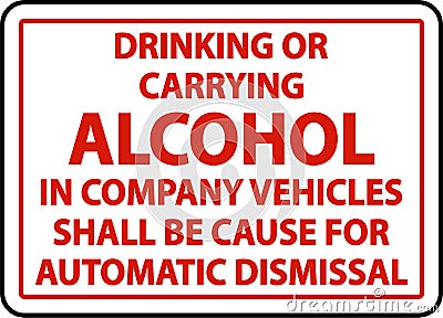 Alcohol Automatic Dismissal Label Sign On White Background Vector Illustration