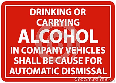 Alcohol Automatic Dismissal Label Sign On White Background Vector Illustration