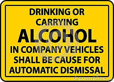 Alcohol Automatic Dismissal Label Sign On White Background Vector Illustration