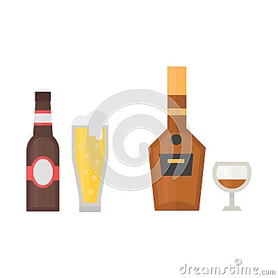 Alcohol beer drinks beverages cocktail whiskey drink bottle lager refreshment container and menu drunk different bottle Vector Illustration