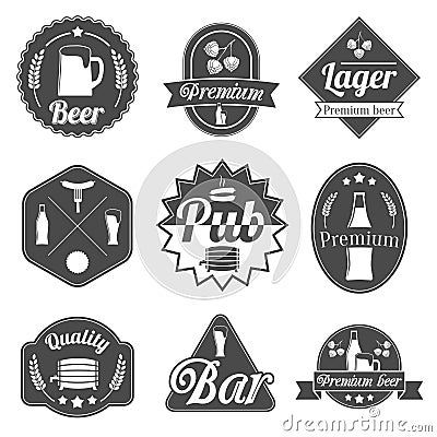 Alcohol beer labels badges collection Vector Illustration