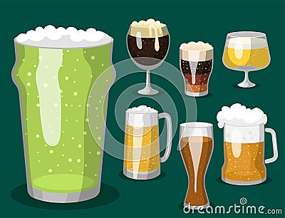 Alcohol beer vector illustration refreshment brewery and party dark beverage mug frosty craft drink. Vector Illustration