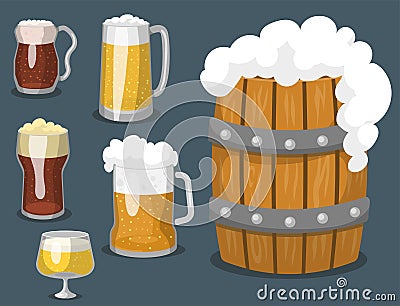 Alcohol beer vector illustration refreshment brewery and party dark beverage mug frosty craft drink. Vector Illustration