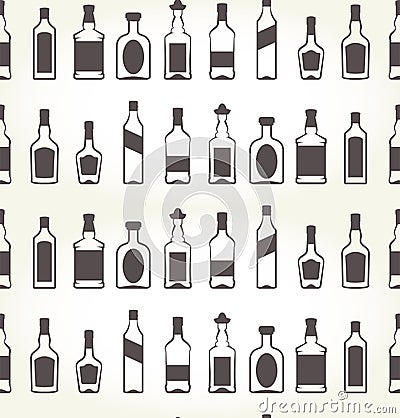 Alcohol bottels seamless patten - booze Vector Illustration