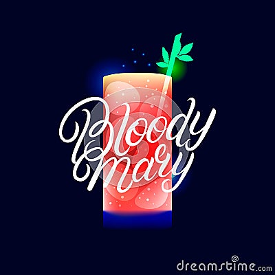 Alcohol cocktail Bloody Mary. Vector Illustration