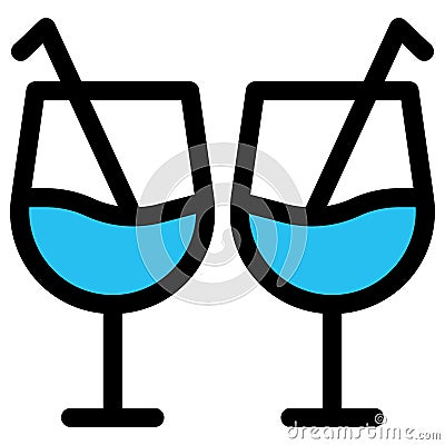 Alcohol, cocktail fill vector icon which can easily modify or edit Vector Illustration