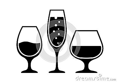 Alcohol cocktail glass vector icon Vector Illustration