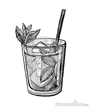 Alcohol cocktail hand drawn illustration Cartoon Illustration