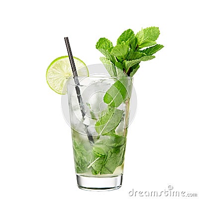 Alcohol cocktail mojito isolated on white background Stock Photo