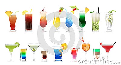 Alcohol cocktails set. Vector Illustration