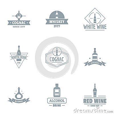 Alcohol consumption logo set, simple style Vector Illustration