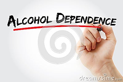 Alcohol dependence text with marker Stock Photo