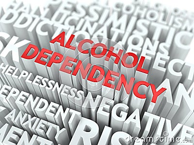 Alcohol Dependency. The Wordcloud Concept. Stock Photo