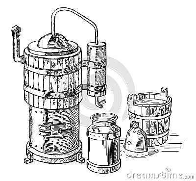 Alcohol distillation process Vector Illustration