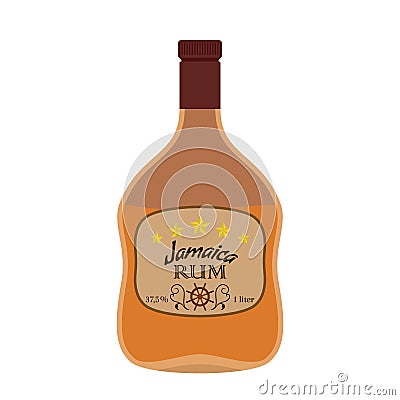 Alcohol drink, rum. Jamaica rum with helm. Flat vector style. Vector Illustration