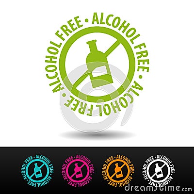 Alcohol free badge, logo, icon. Flat illustration on white background. Can be used business company. Vector Illustration