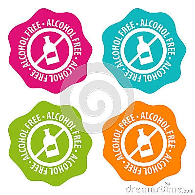 Alcohol free Badges. Eps10 Vector. Vector Illustration