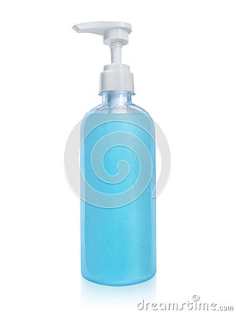 Alcohol gel sanitizer hand gel cleaners for anti Bacteria and virus on White Background, People using alcohol gel to wash hands to Stock Photo