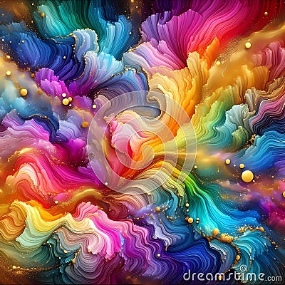 Alcohol ink wash image bursting with vibrant rainbow colors. Stock Photo