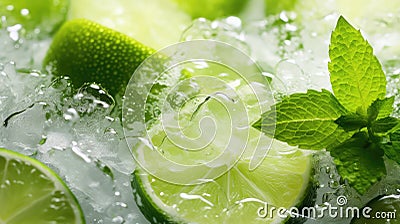 alcohol Lime mojito drink minty Cartoon Illustration