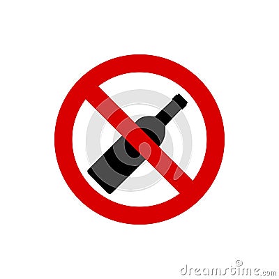 Alcohol not permitted allowed sign. Vector illustration eps 10 Cartoon Illustration