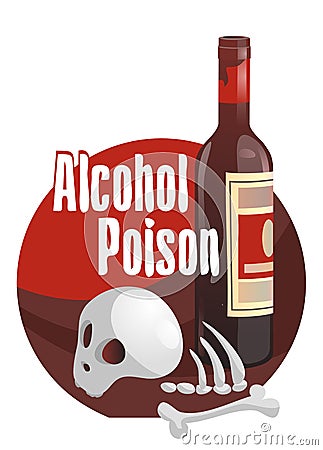 Alcohol poison. Horror-filled picture Vector Illustration