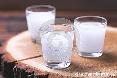 Alcohol Raki with anis. Turkish, Greek aperitif arak, Ouzo Stock Photo