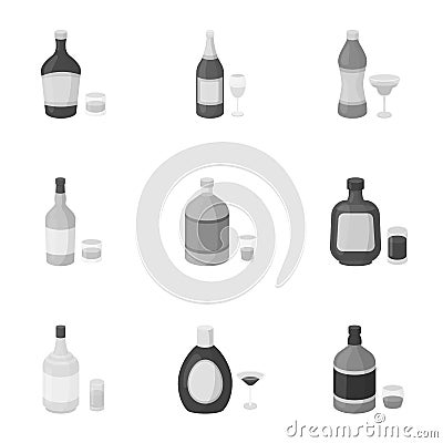 Alcohol set icons in monochrome style. Big collection of alcohol vector symbol stock illustration Vector Illustration