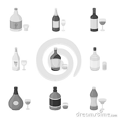 Alcohol set icons in monochrome style. Big collection of alcohol vector symbol stock illustration Vector Illustration