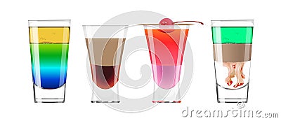 Alcohol shots set. Vector Illustration