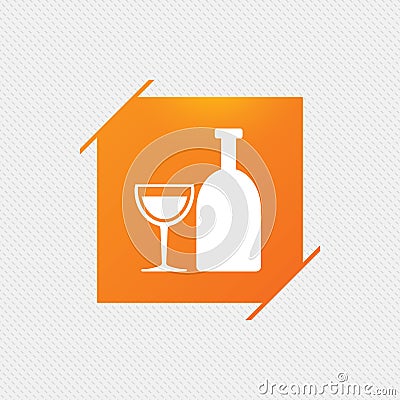 Alcohol sign. Drink symbol. Bottle with glass. Vector Illustration