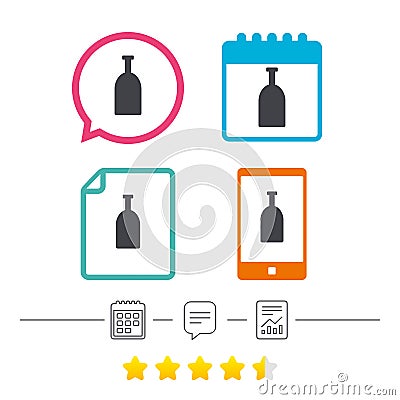 Alcohol sign icon. Drink symbol. Bottle. Vector Illustration