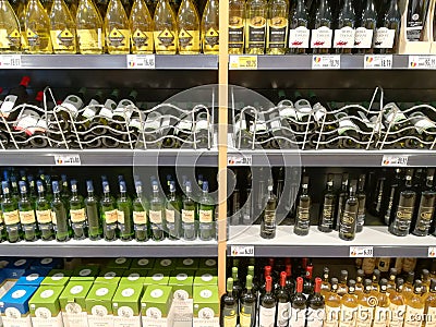 Alcohol store - wine racks Editorial Stock Photo