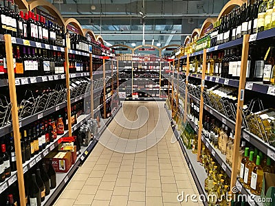 Alcohol store - wine racks Editorial Stock Photo