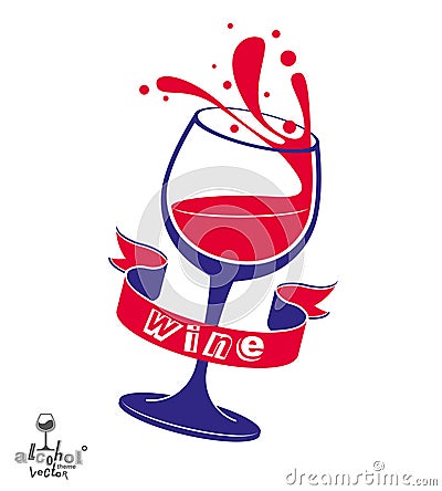 Alcohol theme vector art illustration. 3d realistic wine goblet Vector Illustration