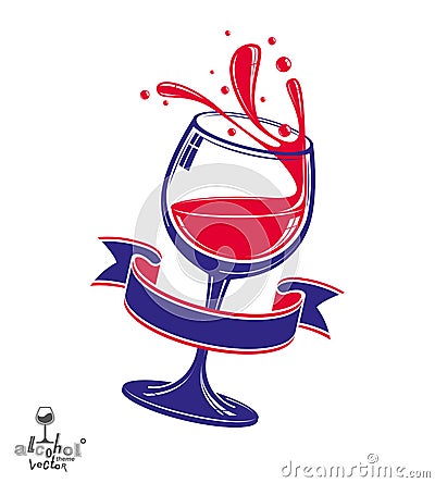 Alcohol theme vector art illustration. 3d realistic wine goblet Vector Illustration