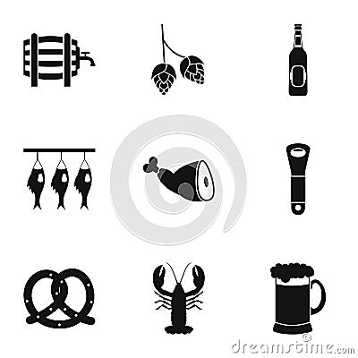 Alcoholic beverage icons set, simple style Vector Illustration