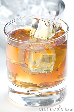 Alcoholic beverage whith ice cubes Stock Photo