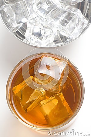 Alcoholic beverage whith ice cubes Stock Photo